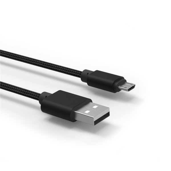 cable micro usb 600x600 - Câble microUSB en nylon tressé noir - 1m