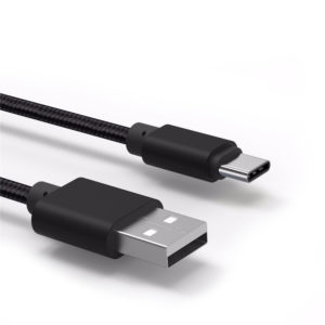 cable type c 300x300 - Câble USB Type-C en nylon tressé noir - 1m
